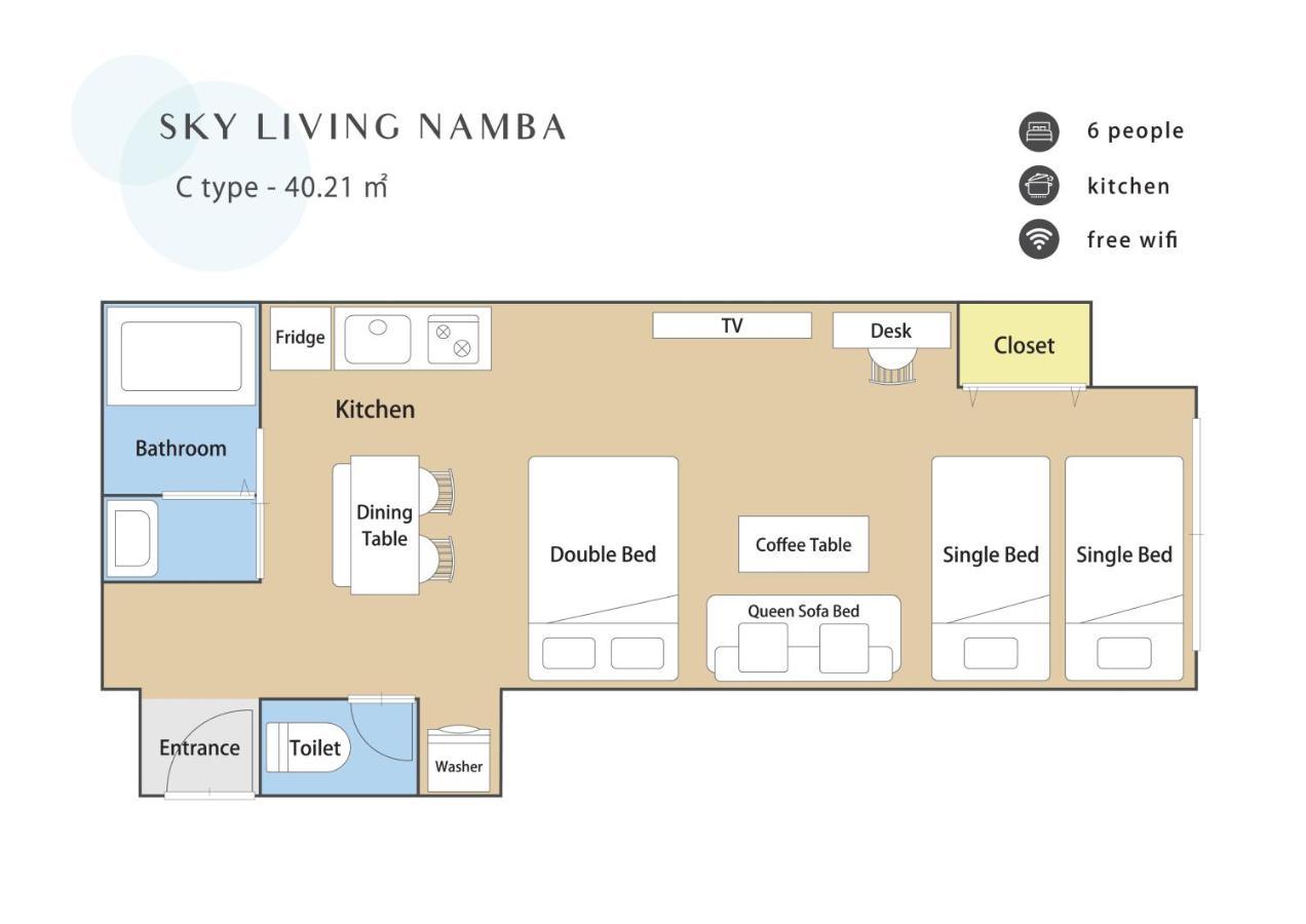 Sky Living Namba Apartment Osaka Luaran gambar
